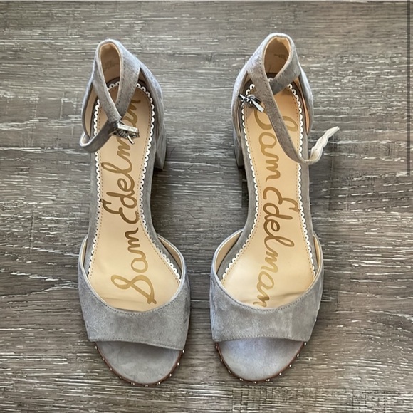 Sam Edelman NWOT Susie Grey Suede Block Heel Sandals size 7.5 - Picture 2 of 5